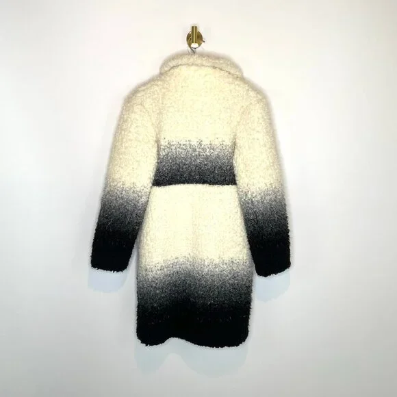 RunwayMaje Ombre Mid Length Black White Teddy CoatStreetwear Glam$755
